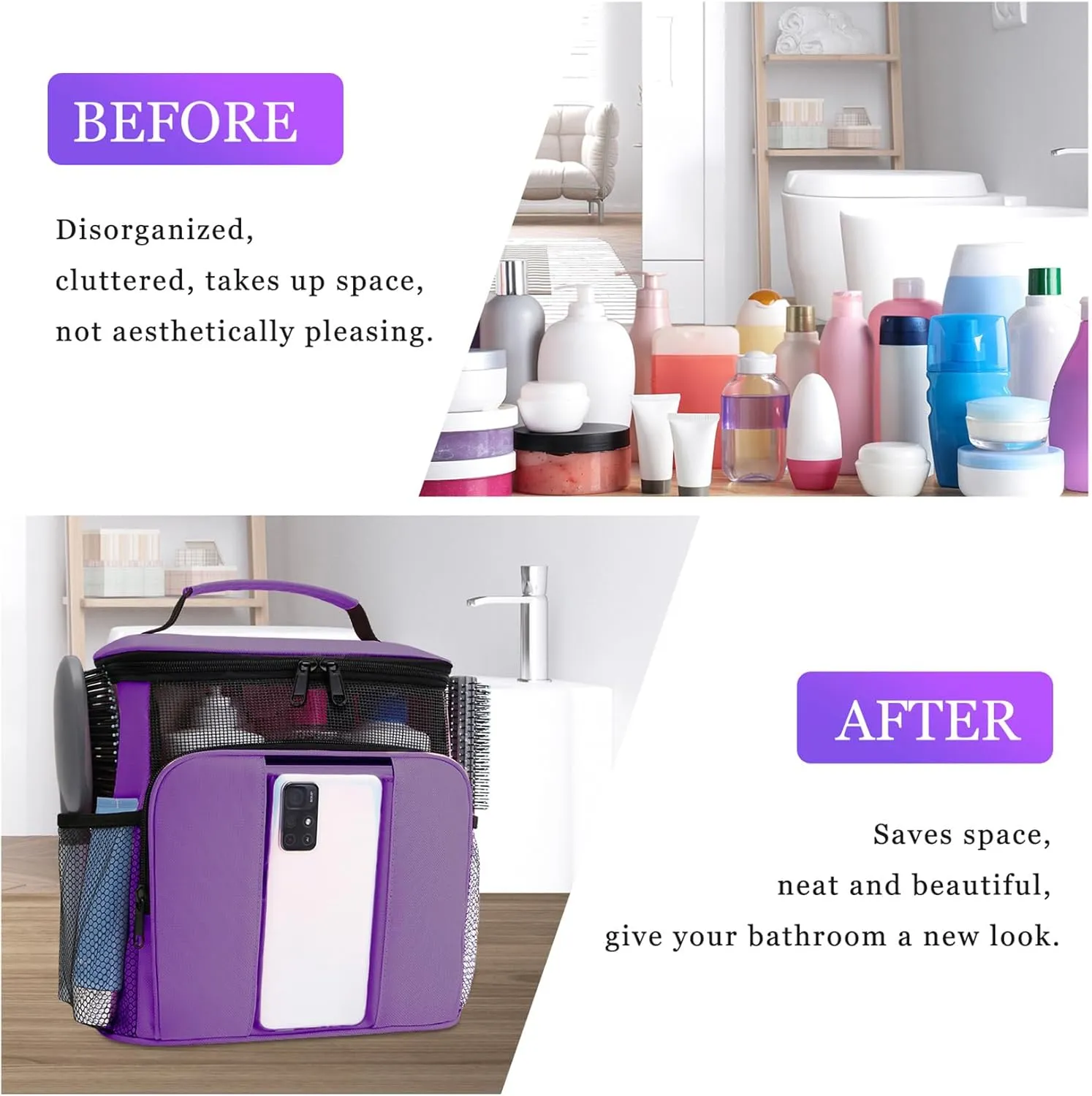 Mesh Shower Caddy,Portable HangingTravel Toiletry Bag Dorm Room Essentials for College Students Girls,Large Makeup Organizer for Full-Sized Toiletries,Travel Essentials for Women Girls Camping Beach