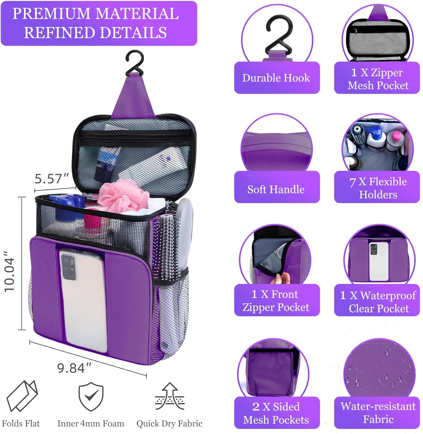 Mesh Shower Caddy,Portable HangingTravel Toiletry Bag Dorm Room Essentials for College Students Girls,Large Makeup Organizer for Full-Sized Toiletries,Travel Essentials for Women Girls Camping Beach