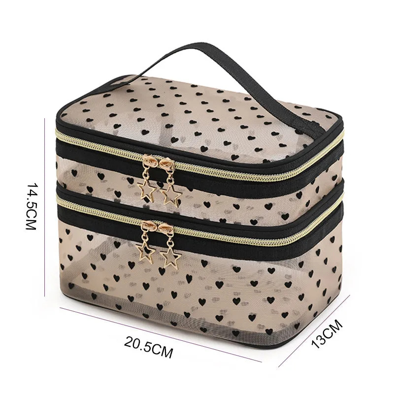 Mesh Storage Large Capacity Double Layer Cosmetic Bags