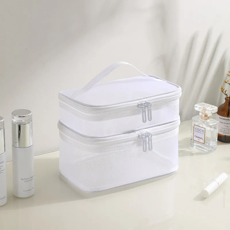 Mesh Storage Large Capacity Double Layer Cosmetic Bags