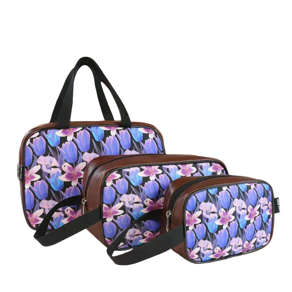 Mike Multi-Functional Makeup Pouch for Women set of 3 - Brown