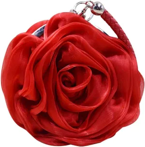 Mily Womens Satin Evening Bag Flower Shaped Wristlet Soft Satin Wristlet Handbag Wedding Party Purse