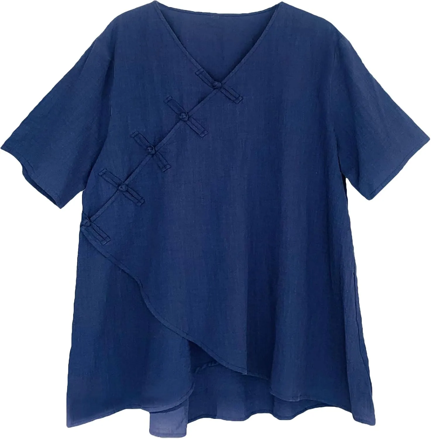 Minibee Women's Linen Retro Chinese Frog Button Tops Blouse