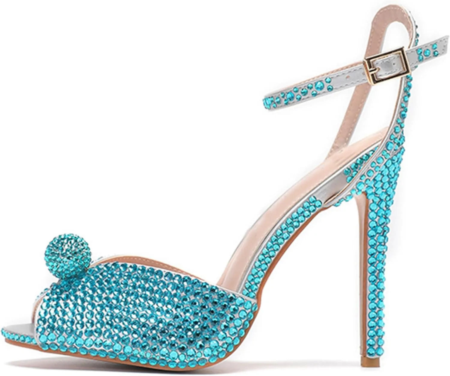Minishion Slingback High Heel Wedding Shoes for Women with Crystals Fashion Evening Party Sandals