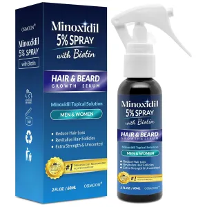 Minoxidil for Men Hair Regrowth, 5% Minoxidil for Women Hair Growth, Minoxidil 5 Percent Hair Growth Spray, Minoxidil 5% Beard Growth, Hair Growth Serum, Hair Loss Treatments for Women and Men (60ml)