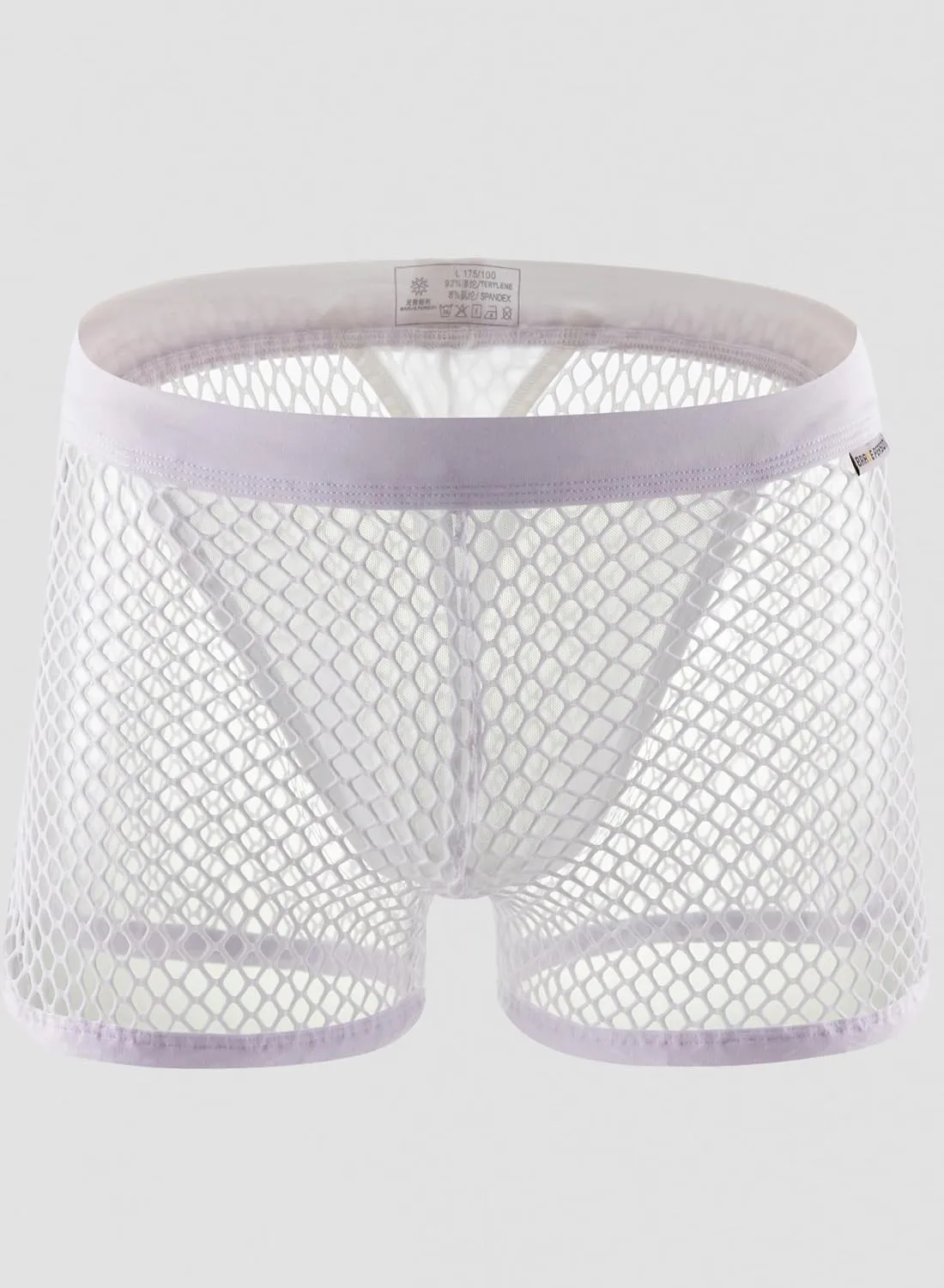 MIZOK Men's Sexy Sheer Fishnet Boxer Briefs Mesh See Through Pouch Boxer Underwear