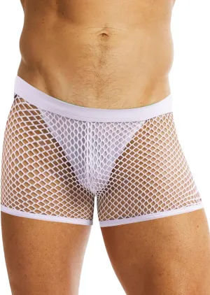 MIZOK Men's Sexy Sheer Fishnet Boxer Briefs Mesh See Through Pouch Boxer Underwear