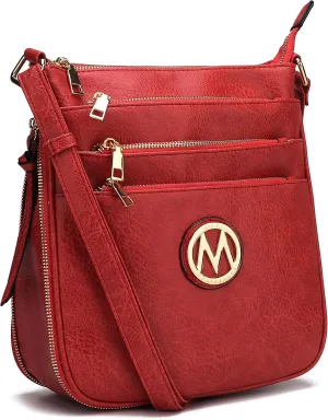 MKF Collection Crossbody Bag for Women – PU Leather Messenger Bag Purse – Designer Handbag Shoulder Strap Purse By Mia K