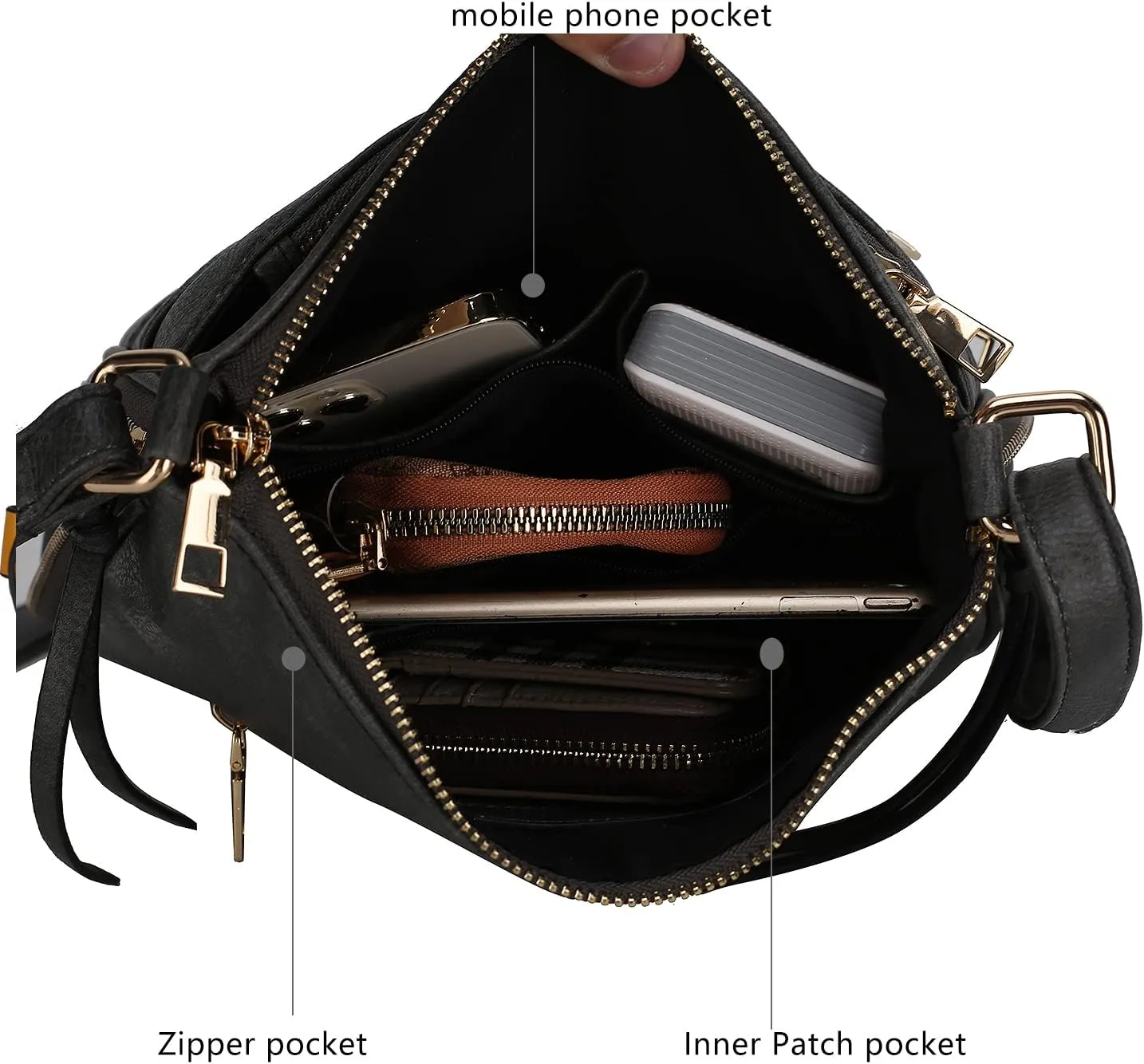 MKF Collection Crossbody Bag for Women – PU Leather Messenger Bag Purse – Designer Handbag Shoulder Strap Purse By Mia K