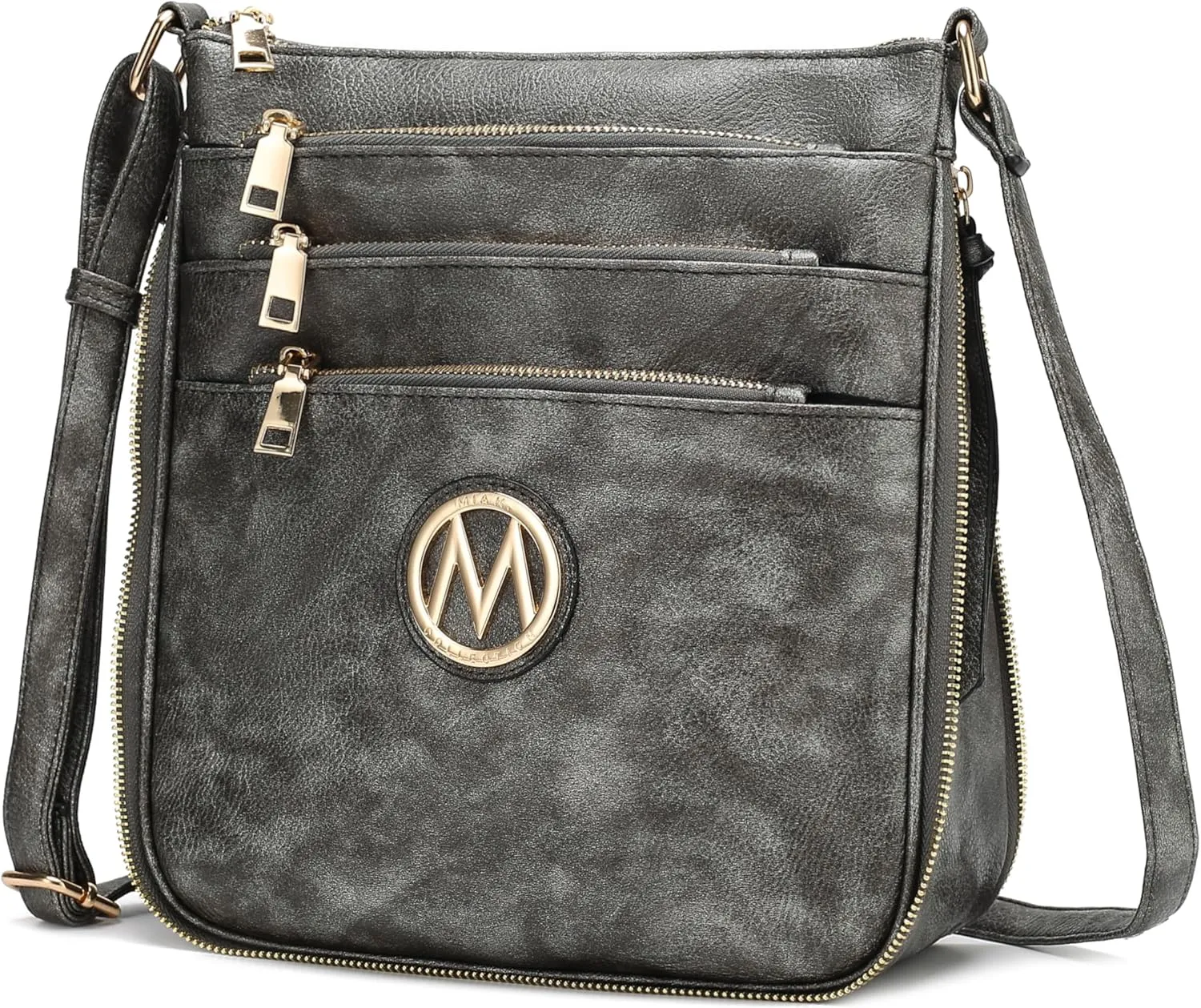 MKF Collection Crossbody Bag for Women – PU Leather Messenger Bag Purse – Designer Handbag Shoulder Strap Purse By Mia K