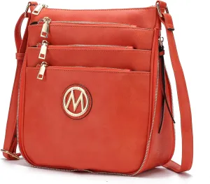 MKF Collection Crossbody Bag for Women – PU Leather Messenger Bag Purse – Designer Handbag Shoulder Strap Purse By Mia K