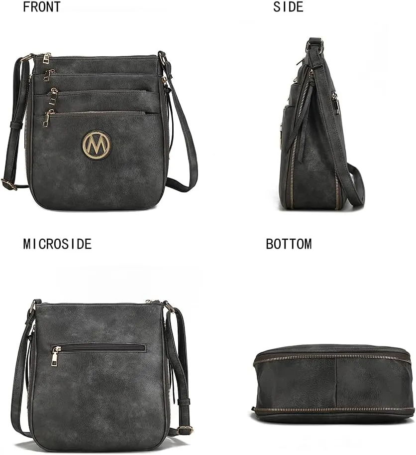 MKF Collection Crossbody Bag for Women – PU Leather Messenger Bag Purse – Designer Handbag Shoulder Strap Purse By Mia K