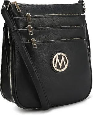 MKF Collection Crossbody Bag for Women – PU Leather Messenger Bag Purse – Designer Handbag Shoulder Strap Purse By Mia K