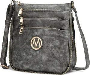MKF Collection Crossbody Bag for Women – PU Leather Messenger Bag Purse – Designer Handbag Shoulder Strap Purse By Mia K