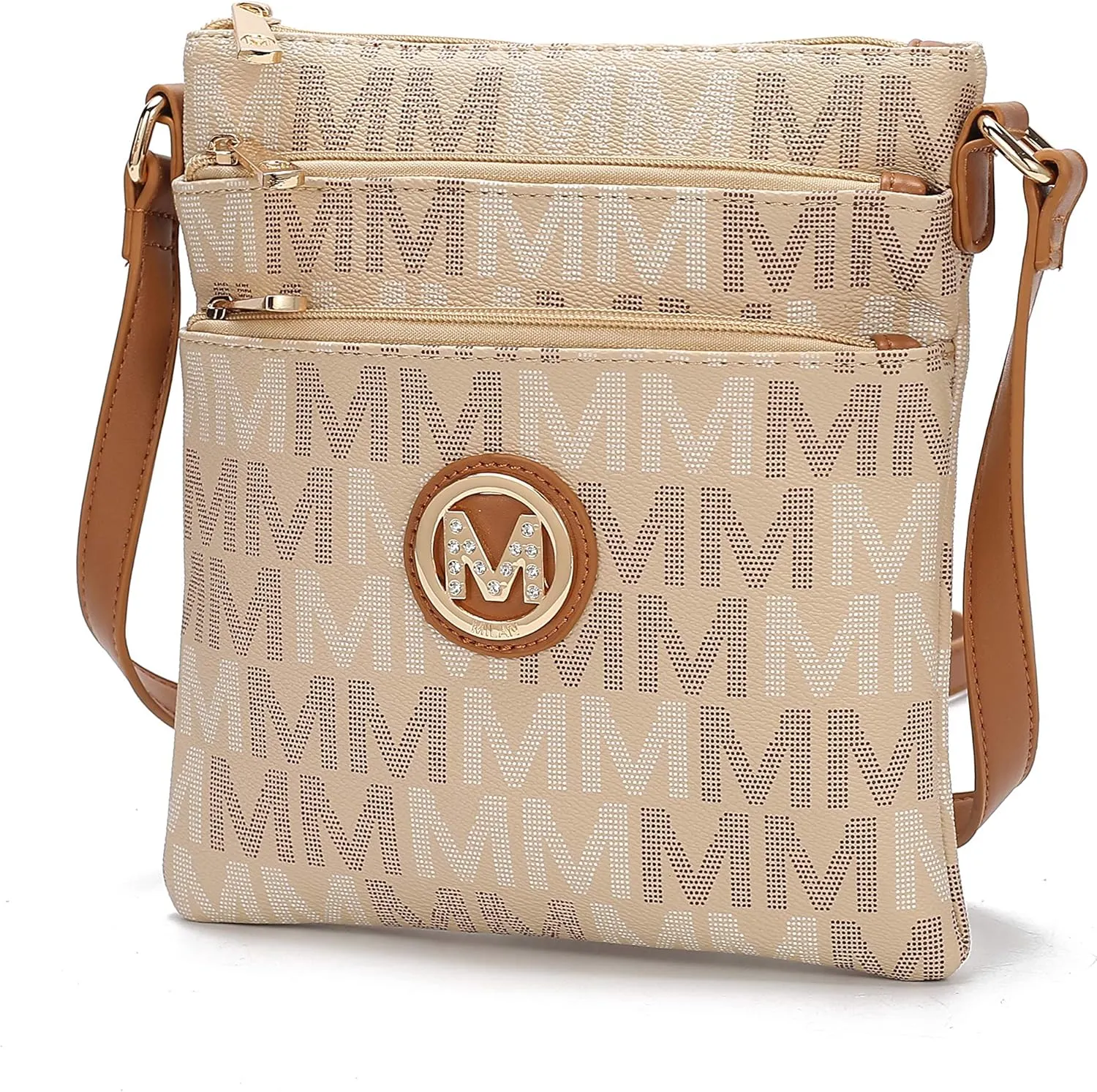 MKF Collection Crossbody Bag for Women, Vegan Leather Triple Zipper Handbag Crossover Bag Purse Shoulder Bag Strapby Mia K