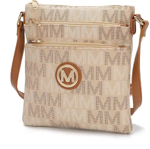 MKF Collection Crossbody Bag for Women, Vegan Leather Triple Zipper Handbag Crossover Bag Purse Shoulder Bag Strapby Mia K