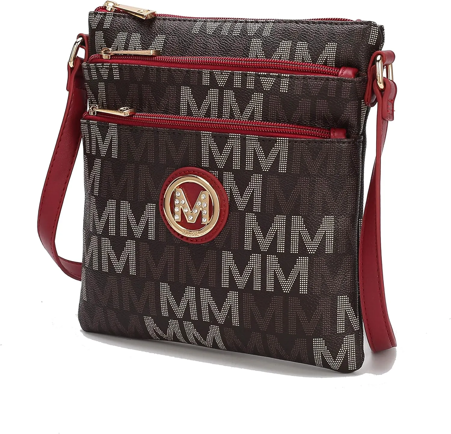 MKF Collection Crossbody Bag for Women, Vegan Leather Triple Zipper Handbag Crossover Bag Purse Shoulder Bag Strapby Mia K