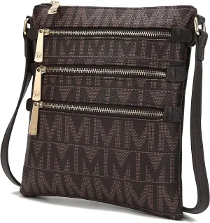 MKF Collection Crossbody Bag for Women, Vegan Leather Triple Zipper Handbag Crossover Bag Purse Shoulder Bag Strapby Mia K