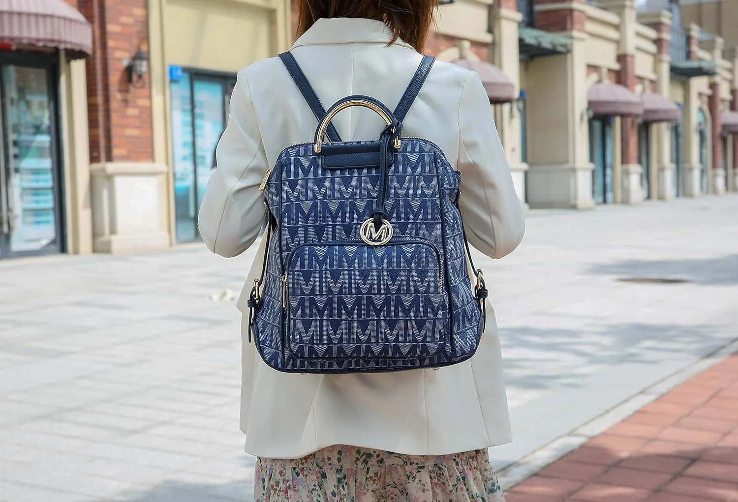 MKF Collection Signature Women Backpack, Vegan Leather Travel Bag Top-Handle Fashion Business Work Bag by Mia K