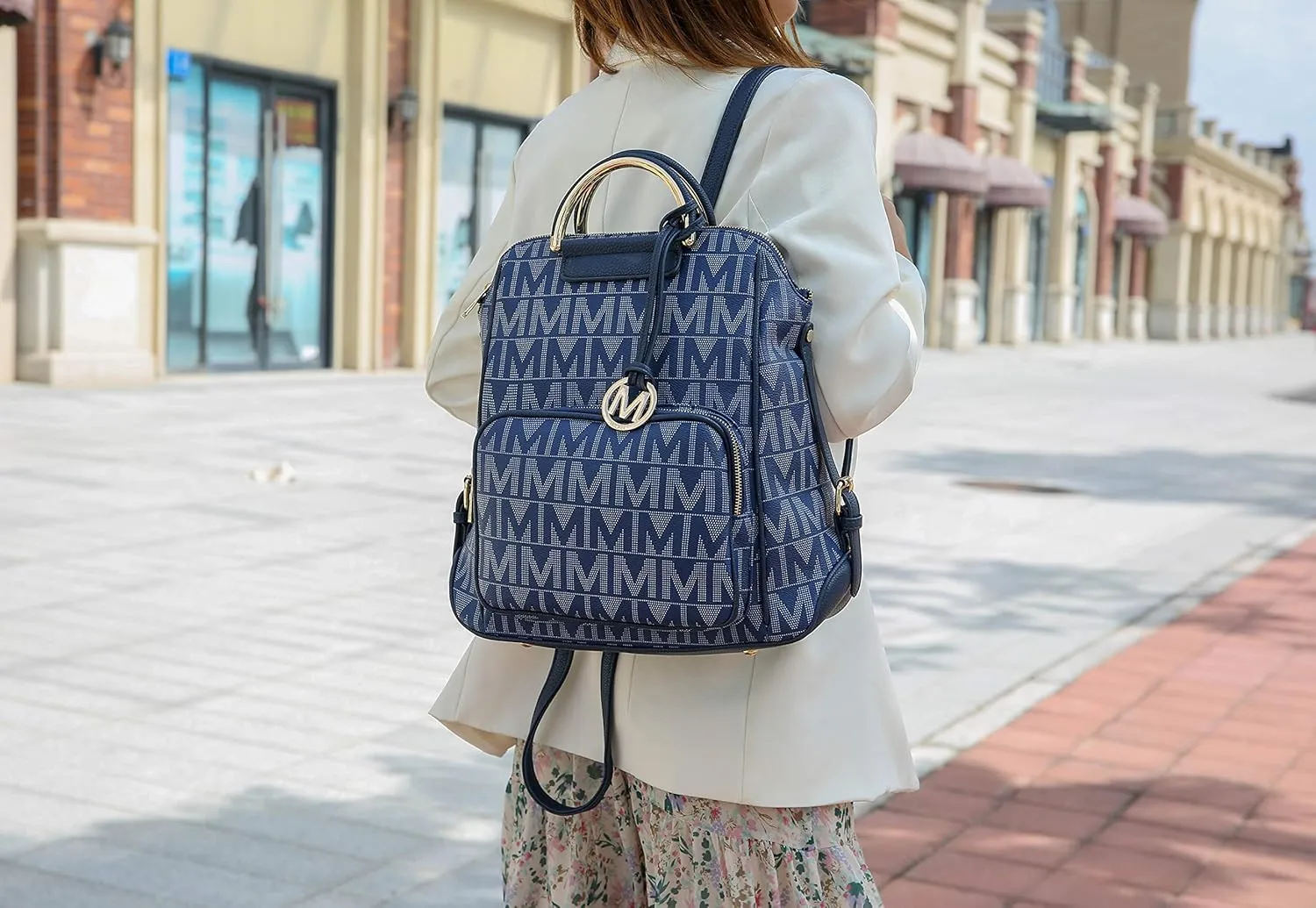 MKF Collection Signature Women Backpack, Vegan Leather Travel Bag Top-Handle Fashion Business Work Bag by Mia K
