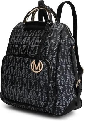 MKF Collection Signature Women Backpack, Vegan Leather Travel Bag Top-Handle Fashion Business Work Bag by Mia K