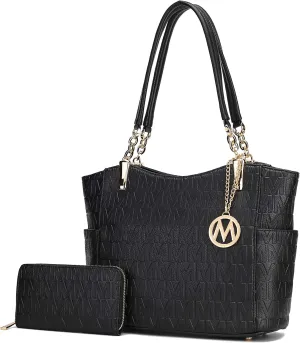 MKF Shoulder Bag for Women & Wallet Purse Set: PU Leather Tote Handbag – Top-Handle Stylish Satchel Pocketbook