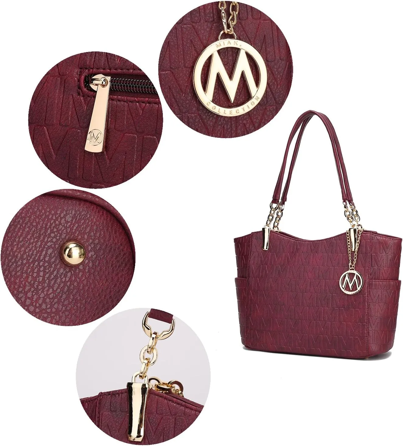 MKF Shoulder Bag for Women & Wallet Purse Set: PU Leather Tote Handbag – Top-Handle Stylish Satchel Pocketbook