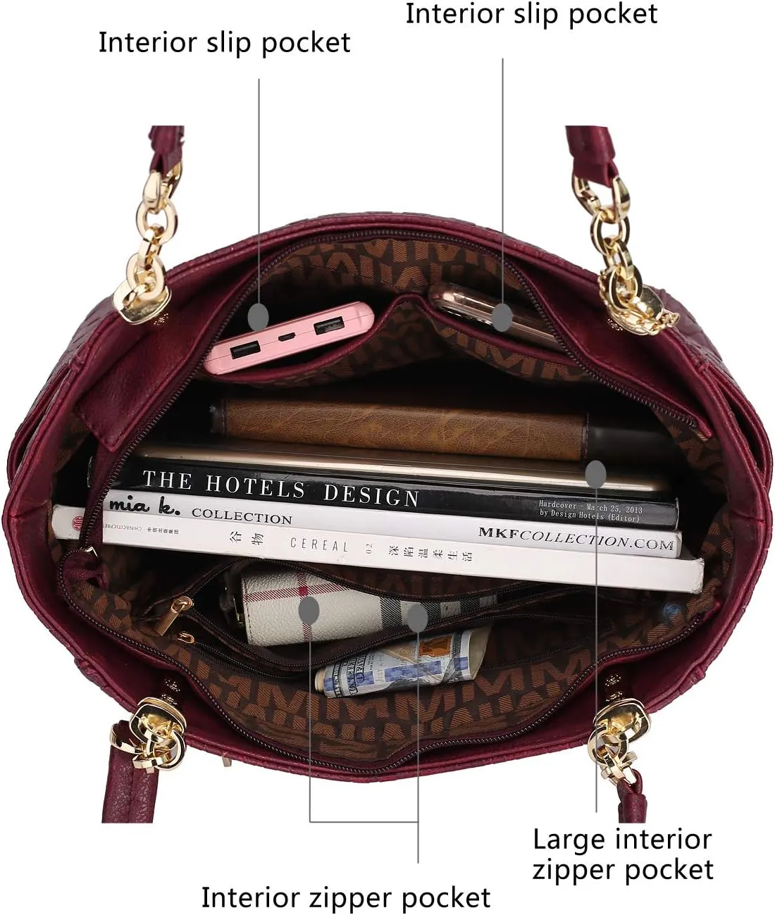 MKF Shoulder Bag for Women & Wallet Purse Set: PU Leather Tote Handbag – Top-Handle Stylish Satchel Pocketbook