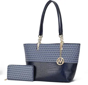 MKF Shoulder Bag for Women & Wallet Purse Set: PU Leather Tote Handbag – Top-Handle Stylish Satchel Pocketbook