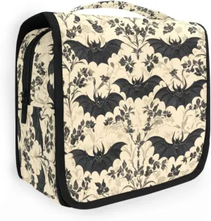 MNSRUU Hanging Toiletry Bag Bats and Flowers Vintage Travel Makeup bag for Toiletries Portable Travel Toiletry Organizer Cosmetic Bags with Hanging Hook