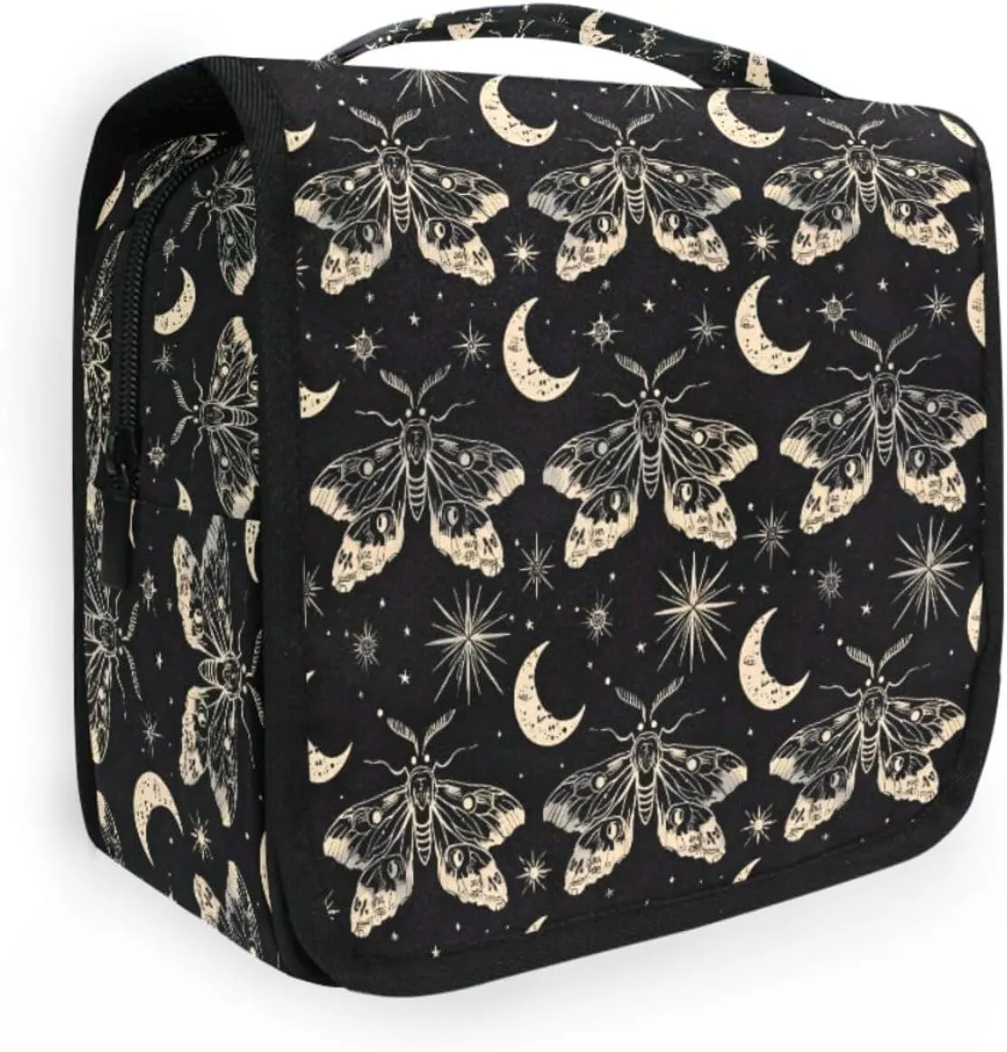 MNSRUU Hanging Toiletry Bag Butterfly and Moon Skull Travel Makeup bag for Toiletries Portable Travel Toiletry Organizer Cosmetic Bags with Hanging Hook