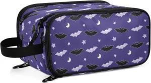 MNSRUU Large Capacity Makeup Bag, Bats Thank The Moon Cosmetic Bag Portable Toiletries Pouch with Compartments Makeup Organizer Case for Travel Women
