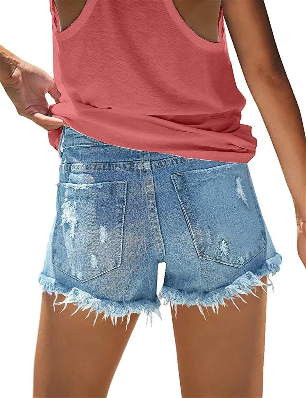 MODARANI Women's Cut Off Denim Jean Shorts Ripped Distressed
