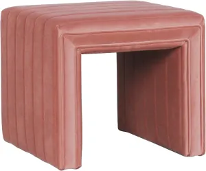 Modern Channel Tufted Velvet Ottoman Home Décor|Ottoman for Living Room & Bedroom - Blush Pink