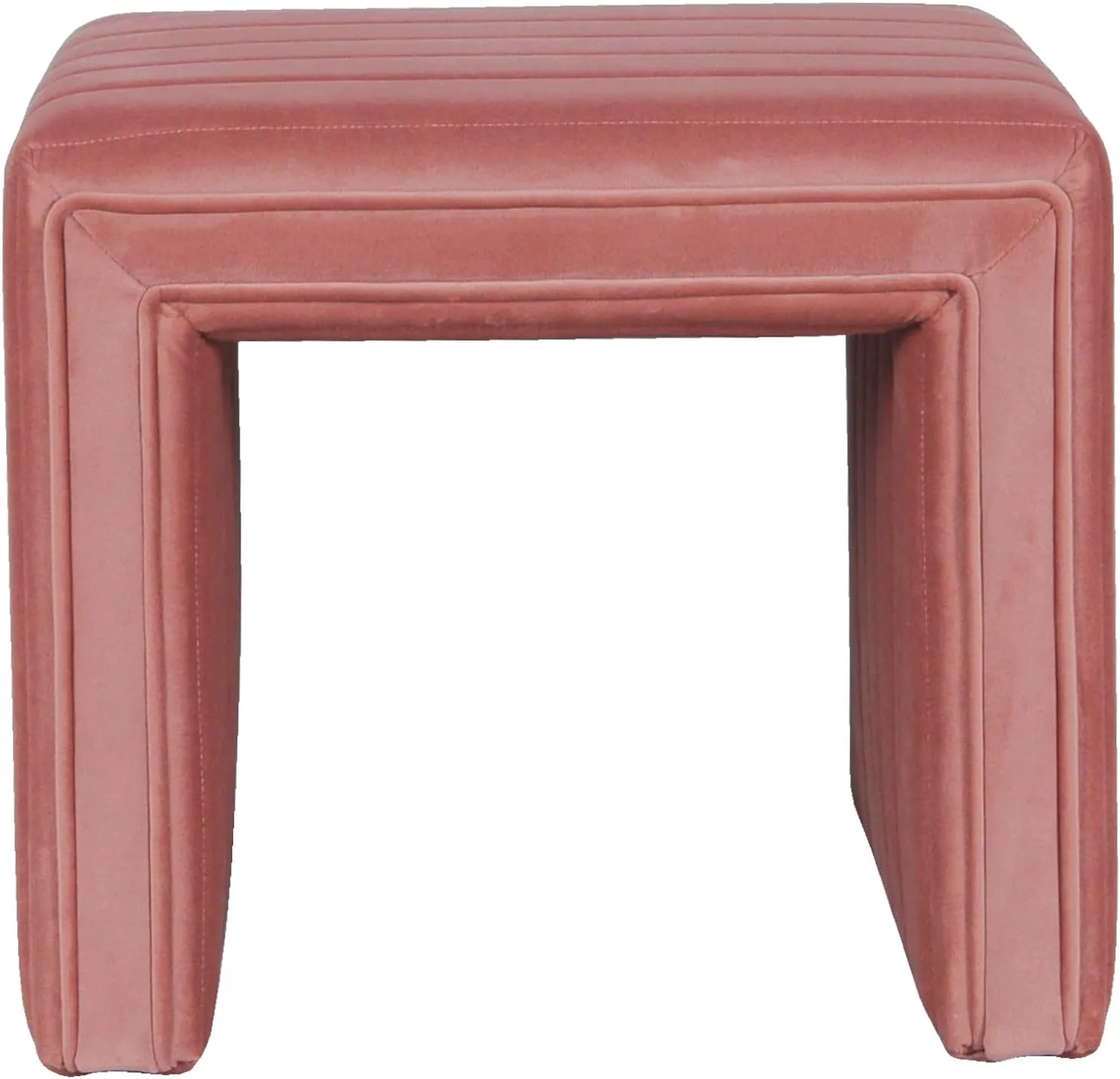Modern Channel Tufted Velvet Ottoman Home Décor|Ottoman for Living Room & Bedroom - Blush Pink
