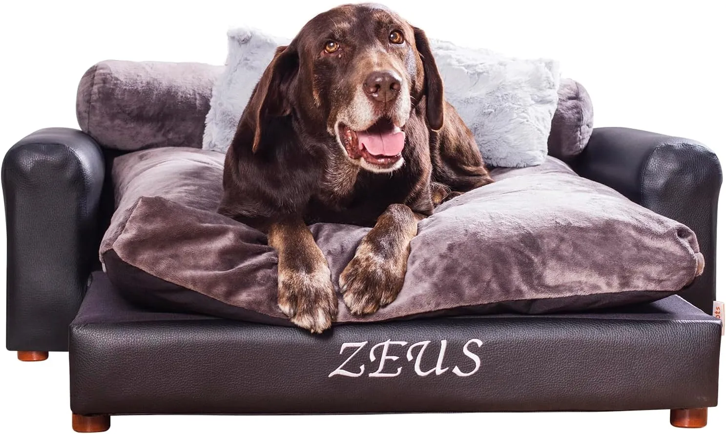 Moots Premium Leatherette Pets Sofa, Charcoal, Extra Large, Customizable