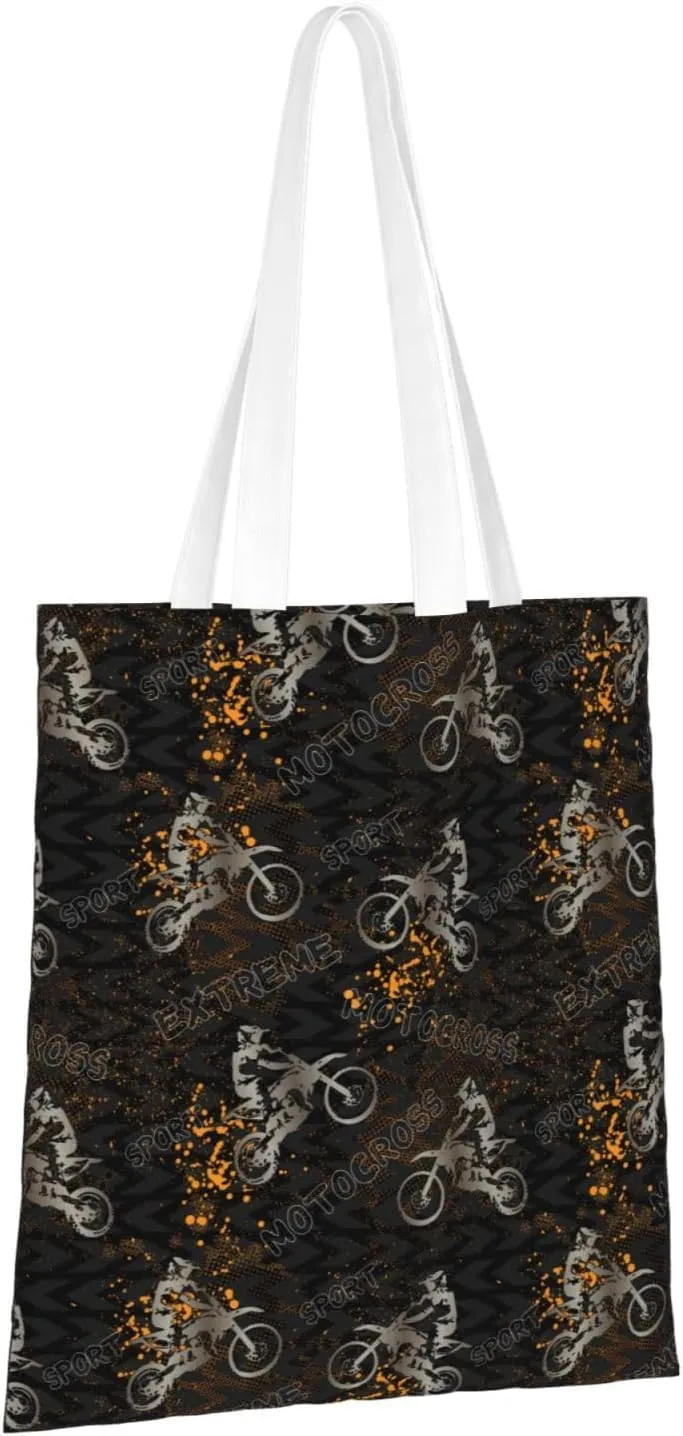 Motorcycle Motocross Dirt Bikes Tote Bag Reusable Shoulder Tote Bag For Women Lady Vacation, Shopping, Work