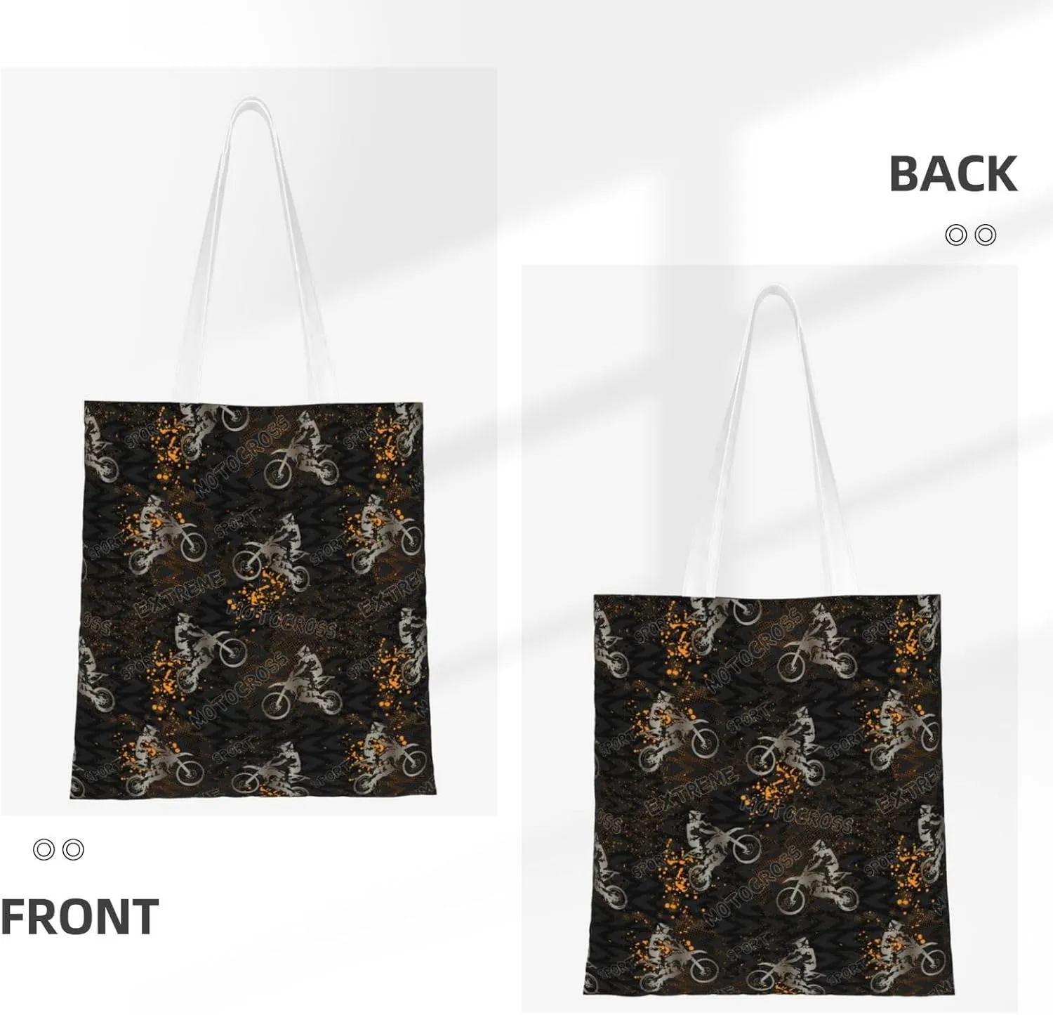 Motorcycle Motocross Dirt Bikes Tote Bag Reusable Shoulder Tote Bag For Women Lady Vacation, Shopping, Work