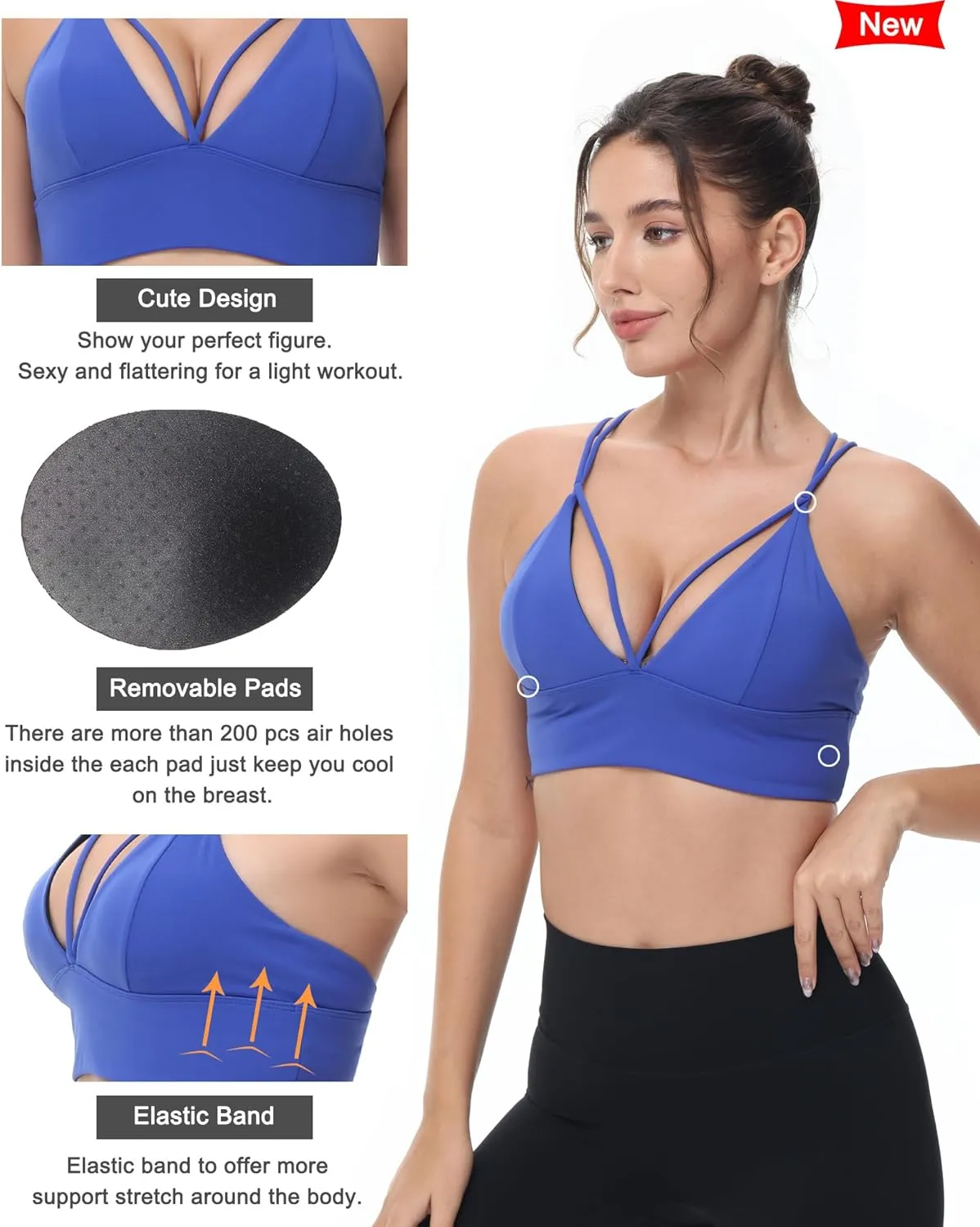 MotoRun Bralettes for Women, Strappy Sports Bra Push up Bralette Sexy Bras Rave Top
