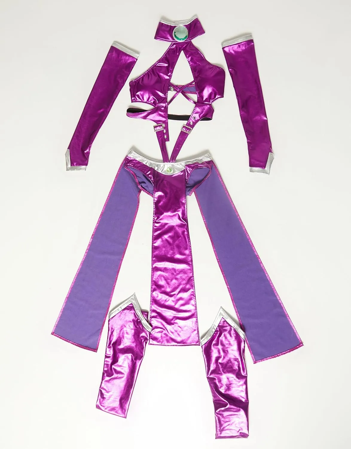 Movie Cosplay Costume for Women Purple Bodycon Outfit Halter Cutout Bodysuit with Gloves Stockings