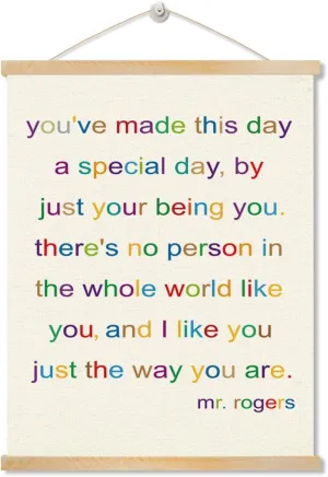 Mr. Rogers Quote Poster, You've Made This Day A Special Day Poster, Wood Poster Hanger, Motivational Canvas Poster Hanging Decor, Canvas Wall Decor Art, Kids Room Decor, Encouragement Gift