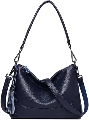 Mudono Crossbody Bag for Women Leather Shoulder Bag Tassel Satchel Retro Handbag Lightweight Purse