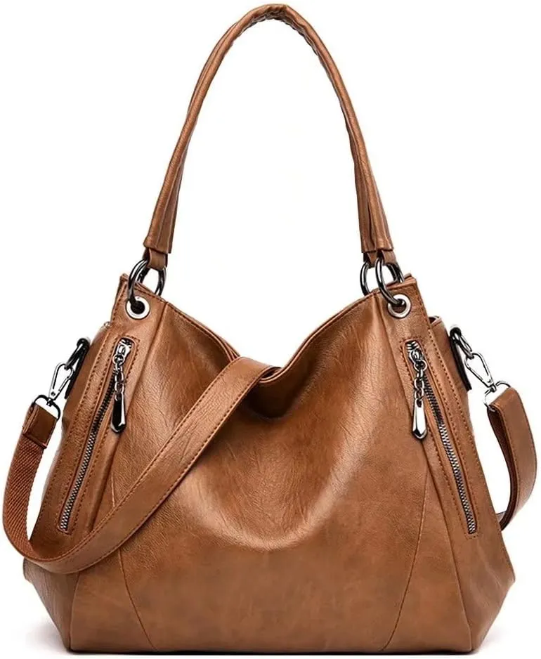 Mudono Top Handle Handbag for Women Large Capacity Tote Bag Leather Shoulder Bag Retro Crossbody Bag Satchel