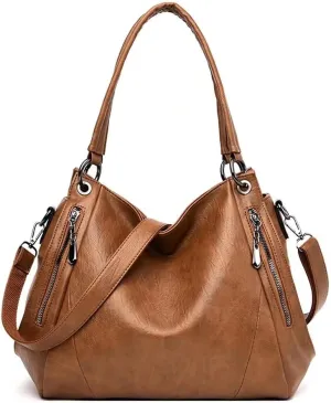 Mudono Top Handle Handbag for Women Large Capacity Tote Bag Leather Shoulder Bag Retro Crossbody Bag Satchel