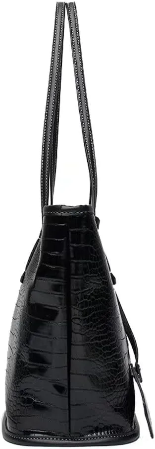 Mudono Tote Bag for Women Crocodile Print Handbag Large Capacity Shoulder Bag PU Leather Satchel Purse