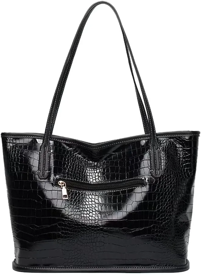 Mudono Tote Bag for Women Crocodile Print Handbag Large Capacity Shoulder Bag PU Leather Satchel Purse