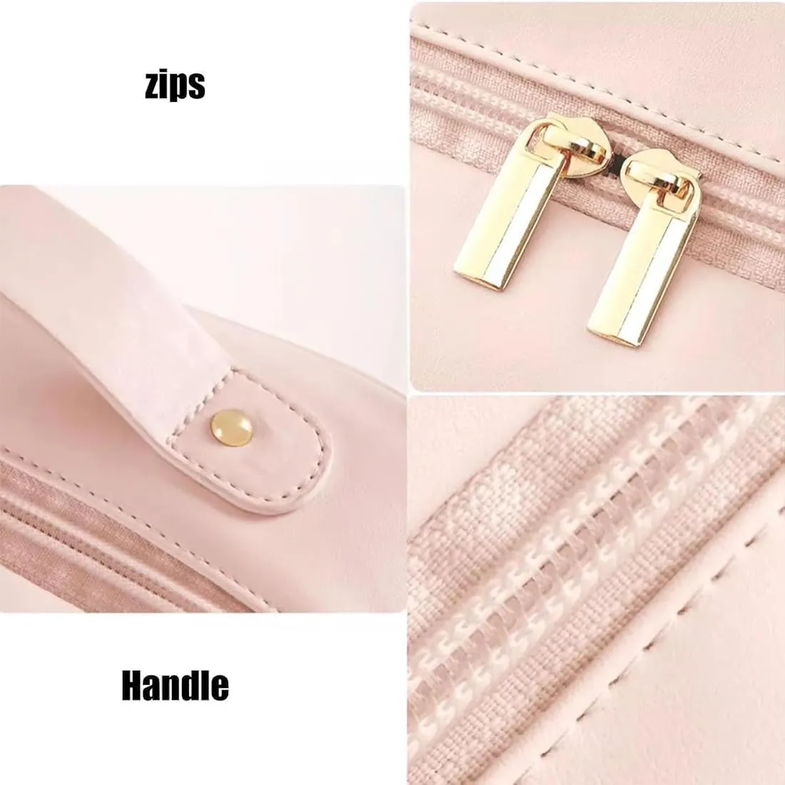 Multi Compartment Toiletry Cosmetic Bag, Super Large Capacity Multi Compartment Toiletry Bag, Multi-Compartment Toiletry Cosmetics Bag With Interlayer, Handle, Waterproof Pu Leather (2Pcs-A)