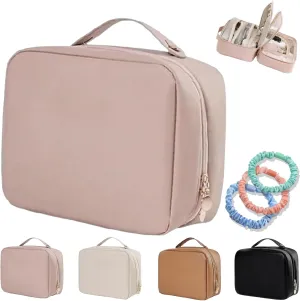 Multi Compartment Toiletry Cosmetics Bag, Set Patient Travel Toiletry Bag, Large Capacity Travel Toiletry Bag Waterproof Cosmetic Bag, For Women Girls Travel (Pink)