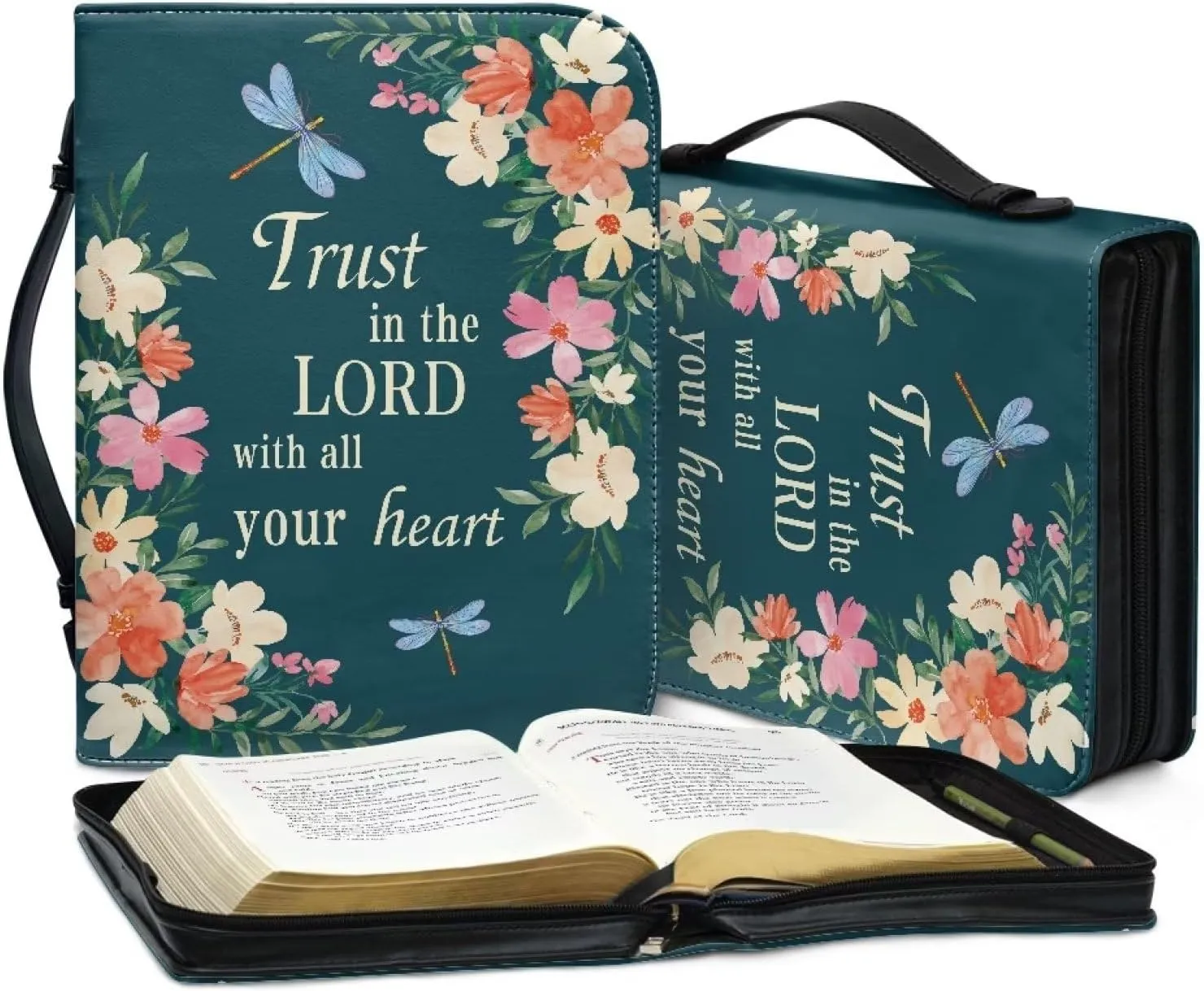 Mumeson Bible Covers for Women Leather Bible Carrying Case Organizer Bag Standard Size Large Capacity Bible Holder