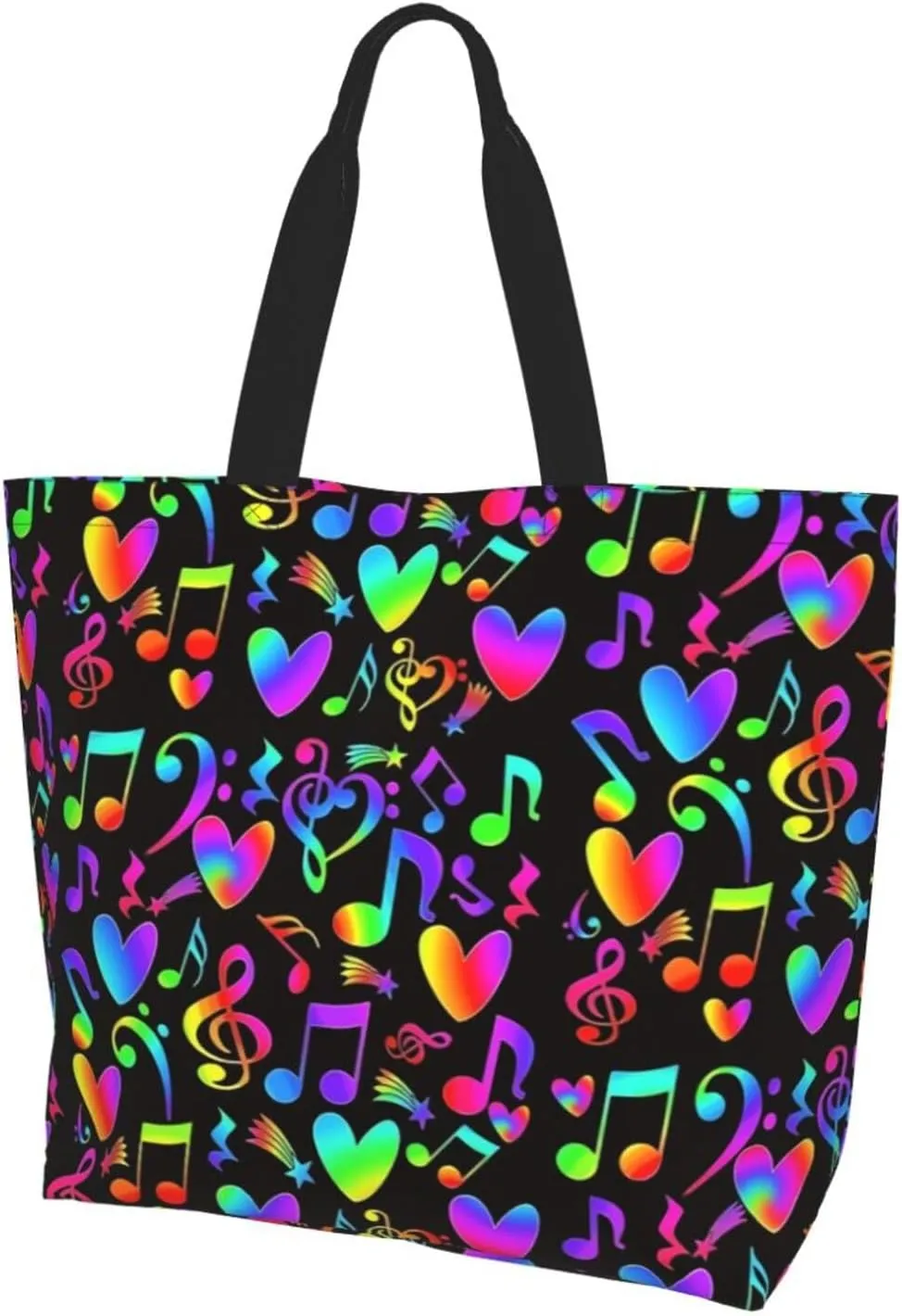 Music Notes Tote Bag Reusable Shopping Bag Grocery Bags Fashion Shoulder Bag for Women Men